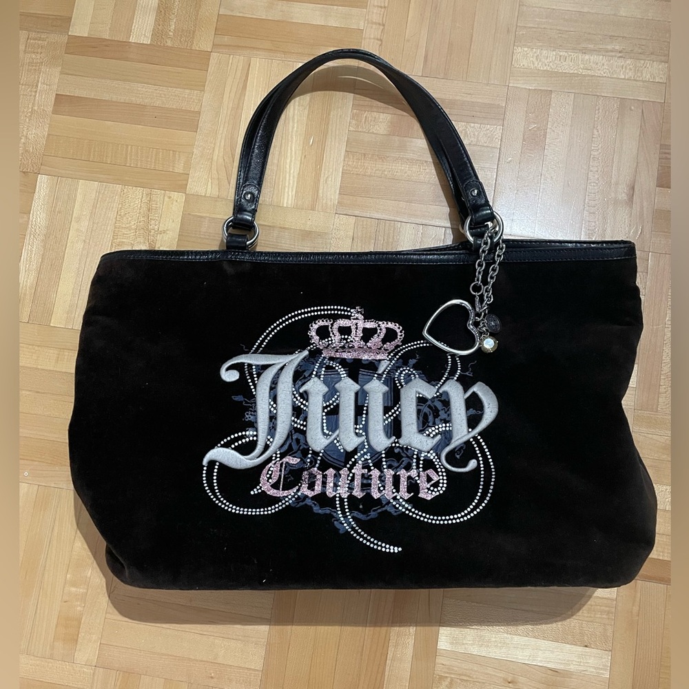 Juicy Couture Dark Brown Velour Tote Bag Y2K Vintage
